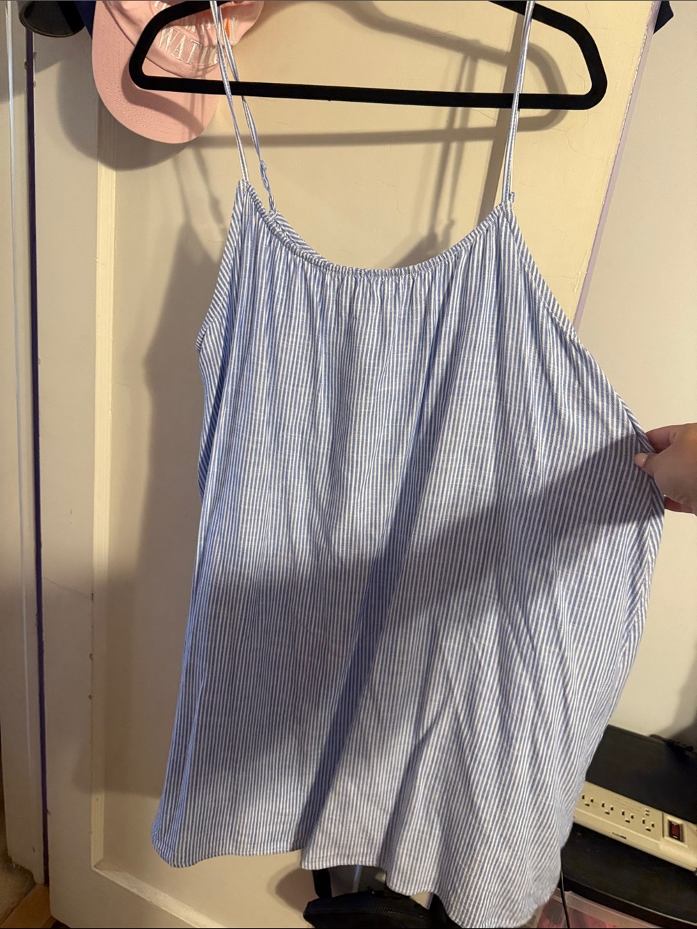 H&M Light Blue and White Striped Spaghetti Strap Dress